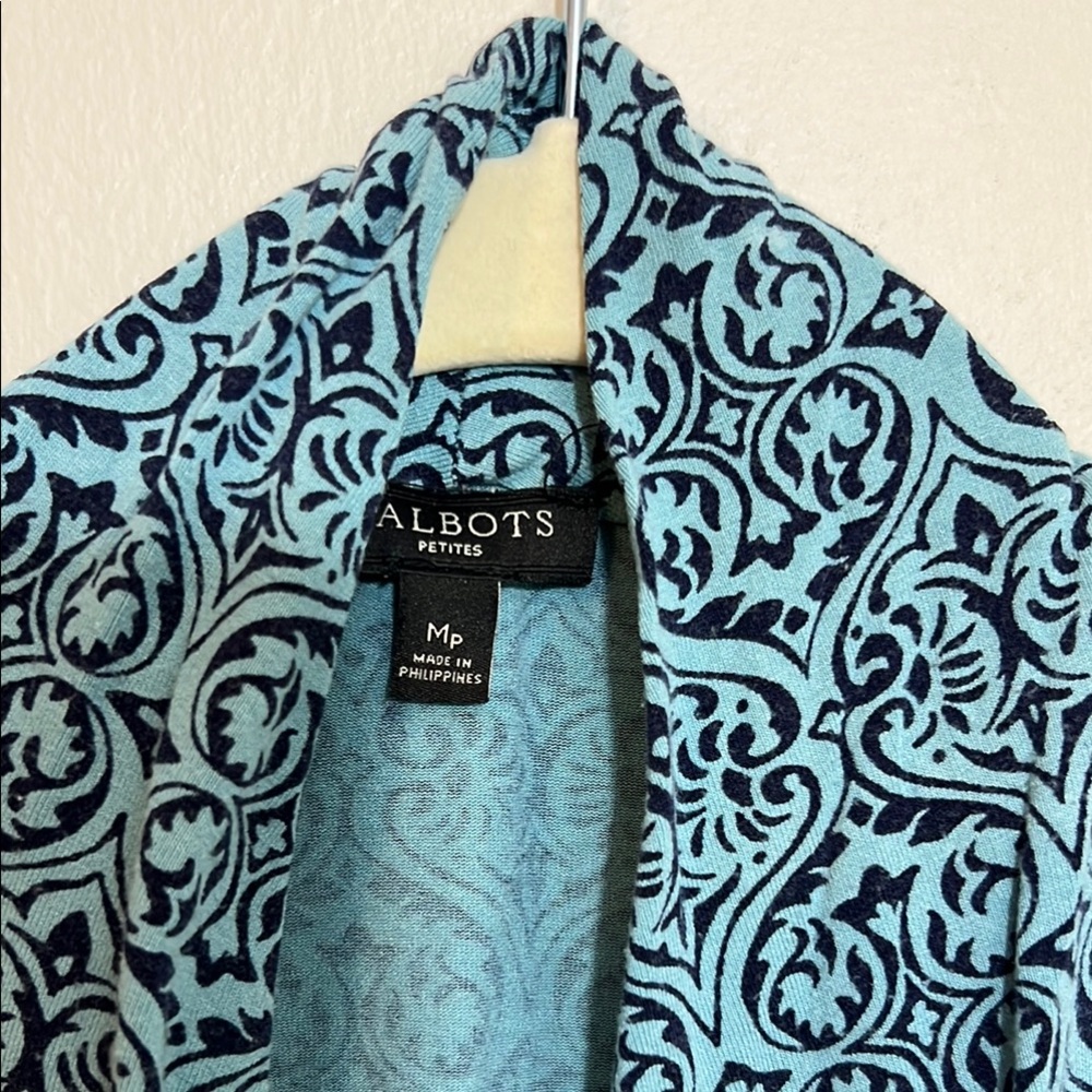 Talbots Blue Patterned Long Sleeve Tee - image 2